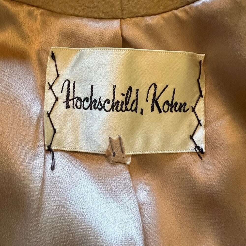 Vintage Hochschild Kohn Camel Fur Collar Swing Coat Overcoat Cape Retro 50s 60s - Picture 10 of 14